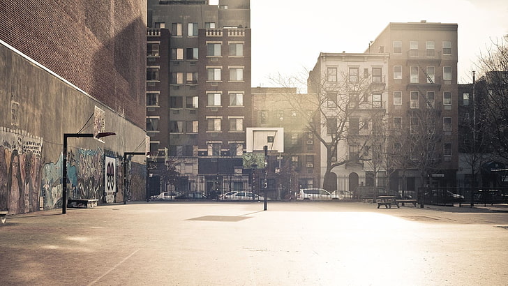 Streetball Court, usa, europe, built structure, urban Free HD Wallpaper