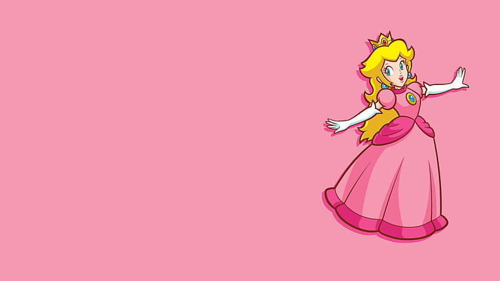 Super Princess Peach Sad, simple background, indoors, young adult, pink background Free HD Wallpaper