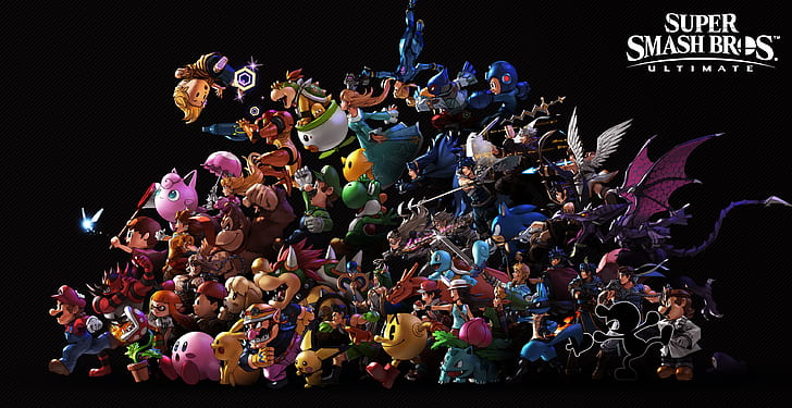 Super Smash Bros 64 Characters, princess peach, samus aran, bowser, mega man Free HD Wallpaper