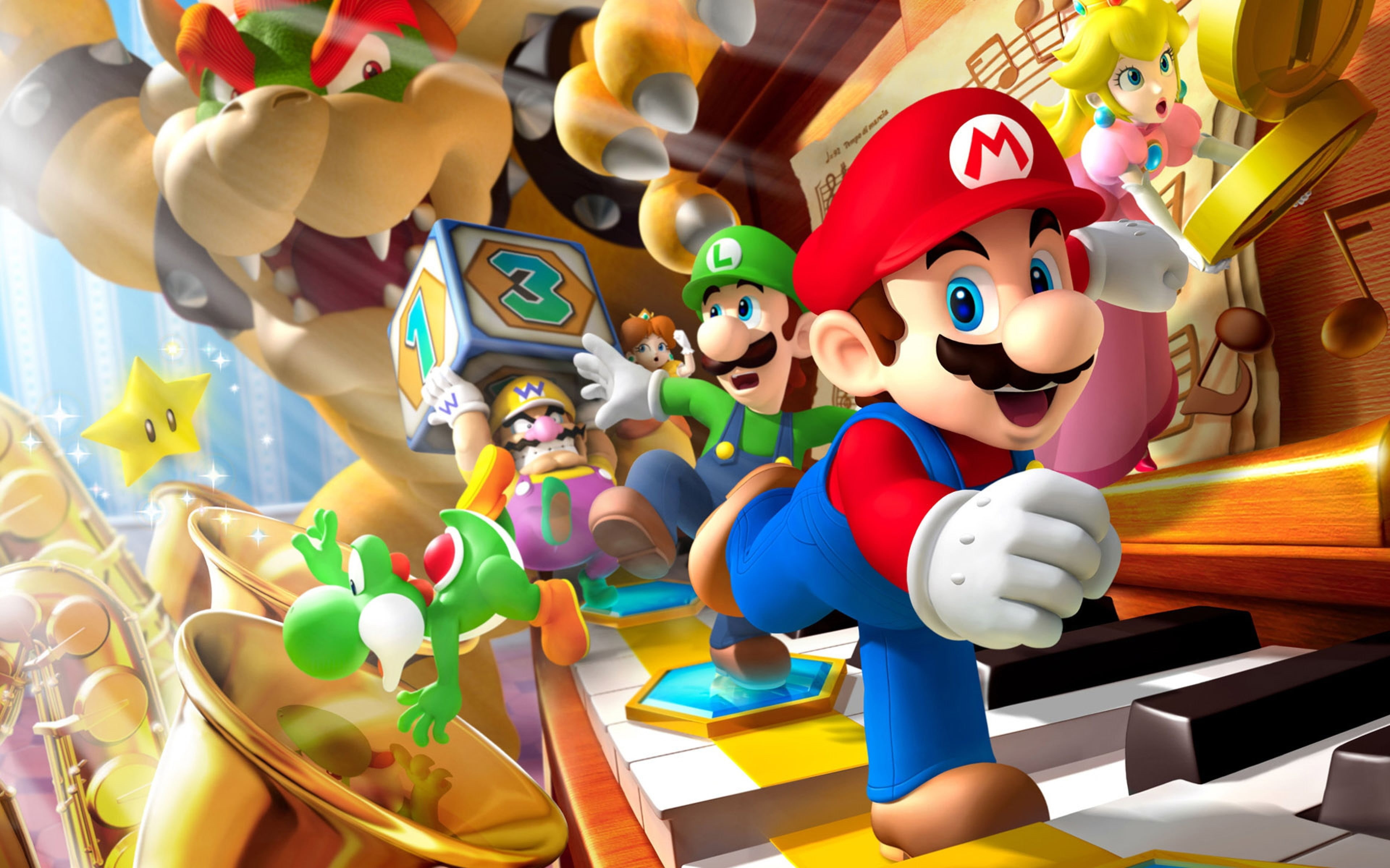 yoshi, princess peach, bowser, luigi