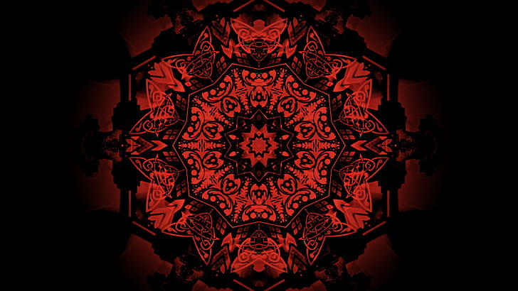 abstract, mandala, red, artistic Free HD Wallpaper