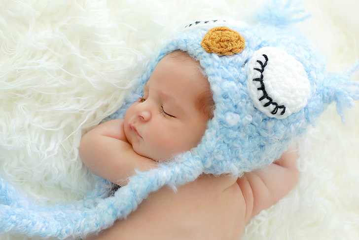 Baby Owl Breeds, white, boys, hat, sleeping Free HD Wallpaper