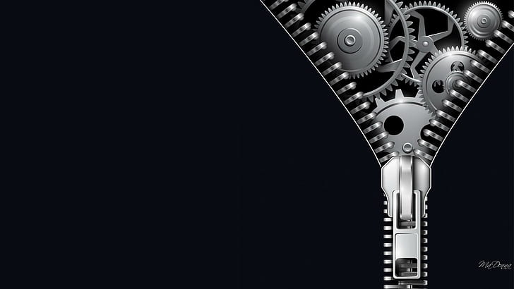 Black and Blue Minimalist, shine, gears, blackandwhite, zip Free HD Wallpaper