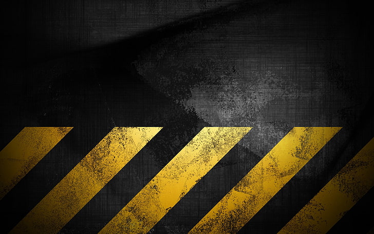 Black and Yellow Caution Stripes, no people, pattern, road marking, city Free HD Wallpaper