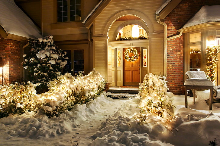 Christmas Tree Light Decoration, indoors, table, december, lighting equipment Free HD Wallpaper