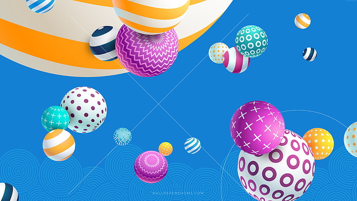 colored background, large group of objects, polka dot, flying Free HD Wallpaper