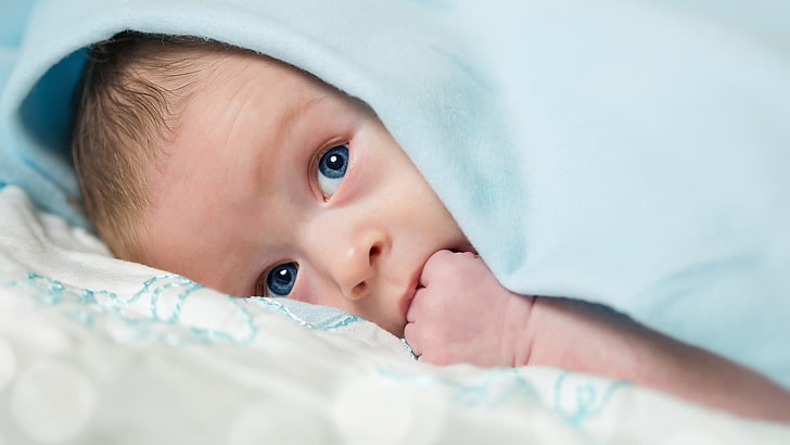 Cute Baby Boy HD, bed, young, looking at camera, childhood