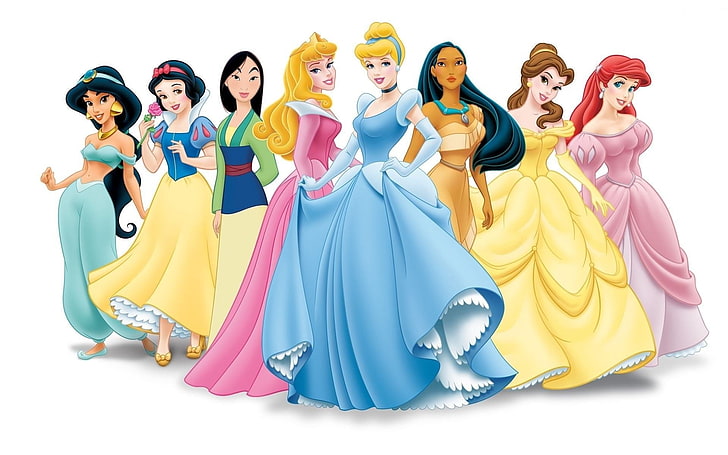 Famous Disney Princesses, happiness, standing, cinderella, people Free HD Wallpaper