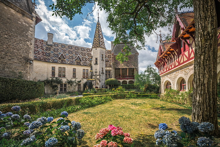 Famous French Castles, france, the rochepot, burgundy, chteau de la rochepot Free HD Wallpaper