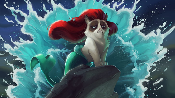 Grumpy Cat as Disney Characters, young women, nature, adult, beautiful woman