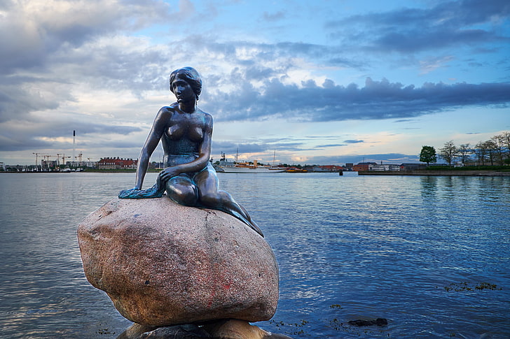 Hans Christian Andersen Little Mermaid Statue, copenhagen, the little mermaid, The, denmark Free HD Wallpaper