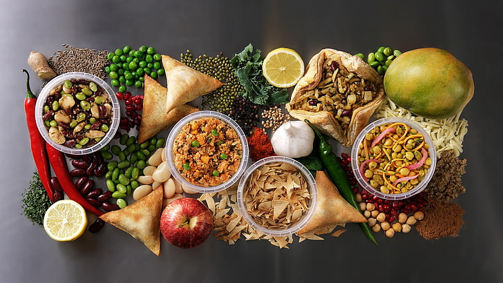 Healthy Food Plate Portions, studio shot, dinner, readytoeat, pepper