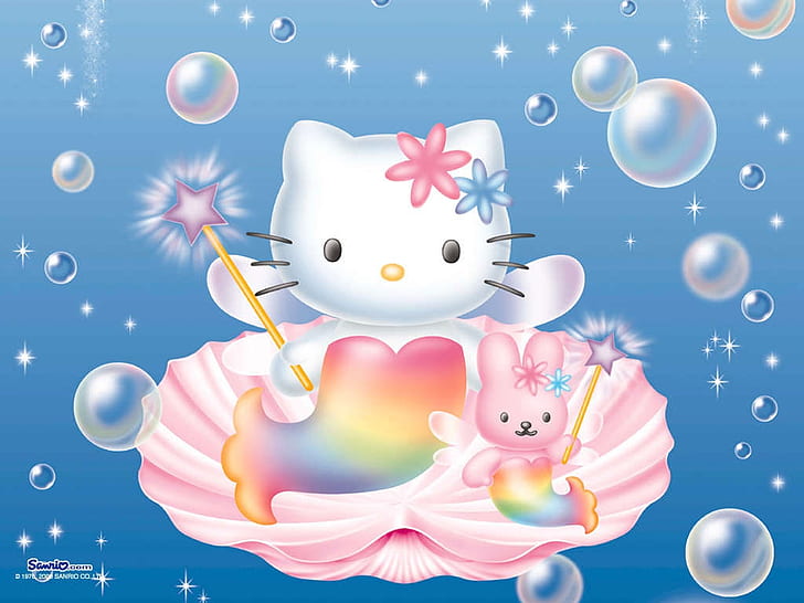 Hello Kitty Mermaid Ty, hello kitty, shell, anime, art