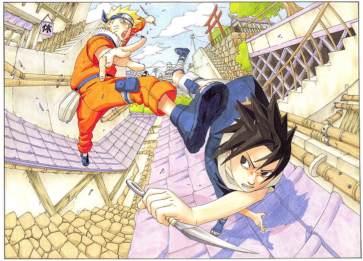 high angle view, two people, leisure activity, uzumaki naruto