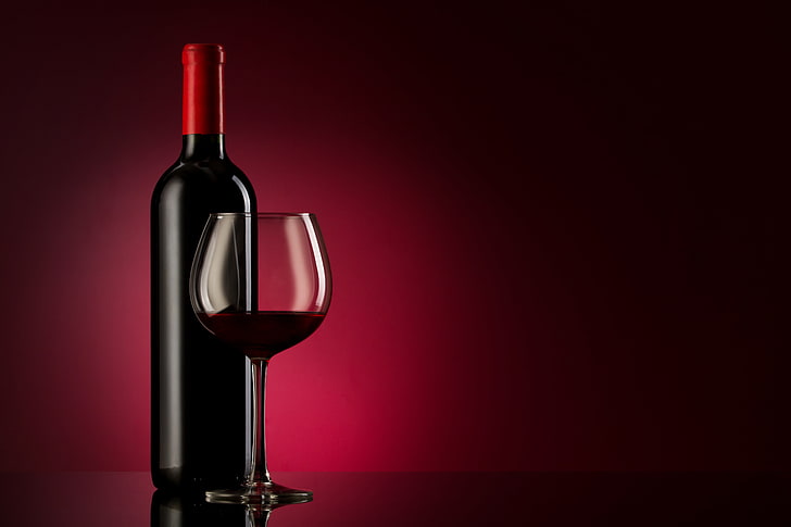 indoors, drinking glass, black background, wine bottle Free HD Wallpaper