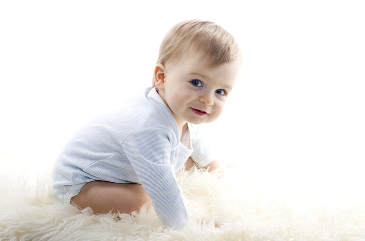 kid, newborn, blond hair, full length