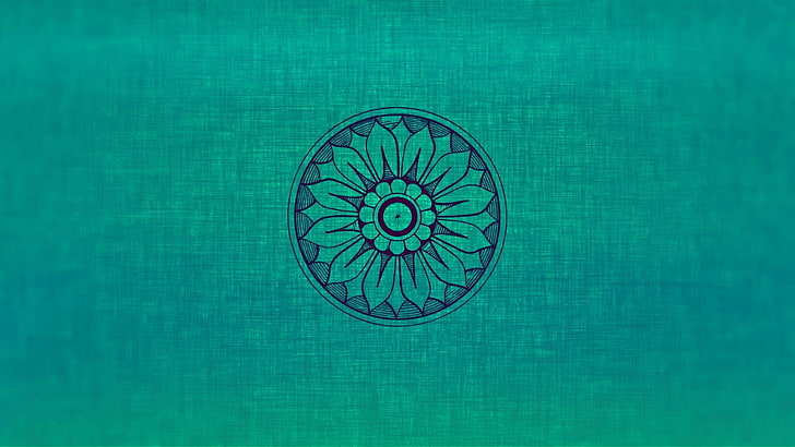 Lotus Flower Mandala, floral pattern, architecture, turquoise colored, indoors Free HD Wallpaper