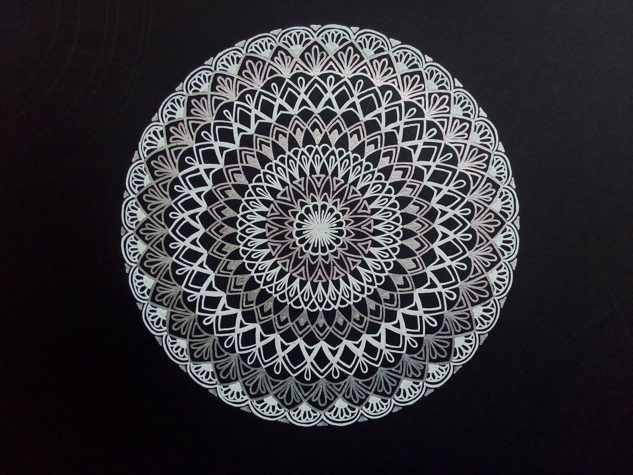 Ornament Mandala, art and craft, geometric shape, no people, silver colored