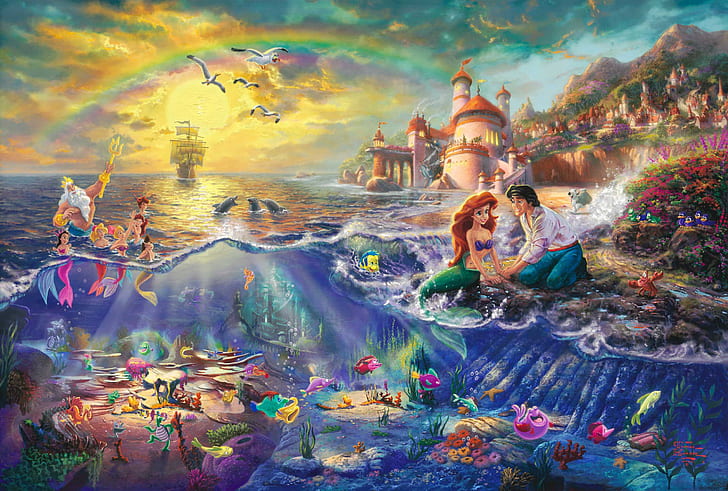 Painter of Light Thomas Kinkade, fantasy, mermaid, little, family Free HD Wallpaper