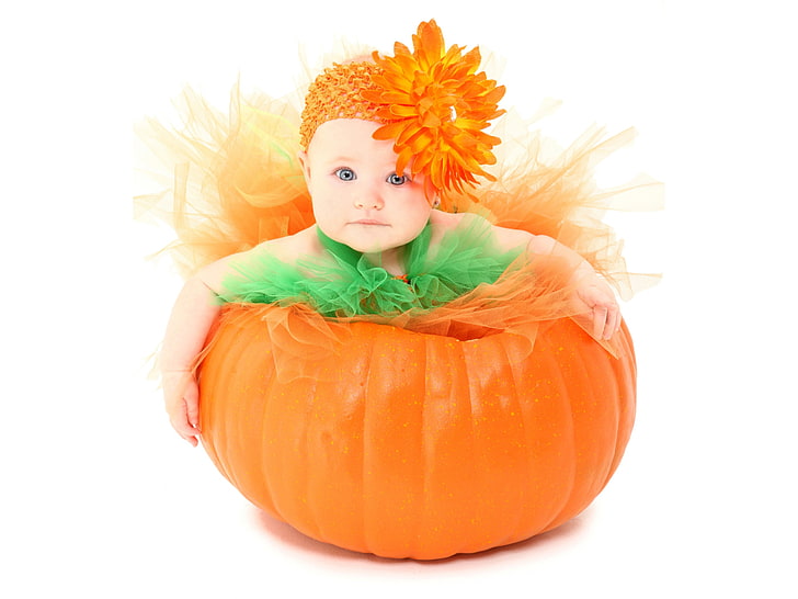 Pics of Cute Babies, no people, baby girl, pumpkin, food