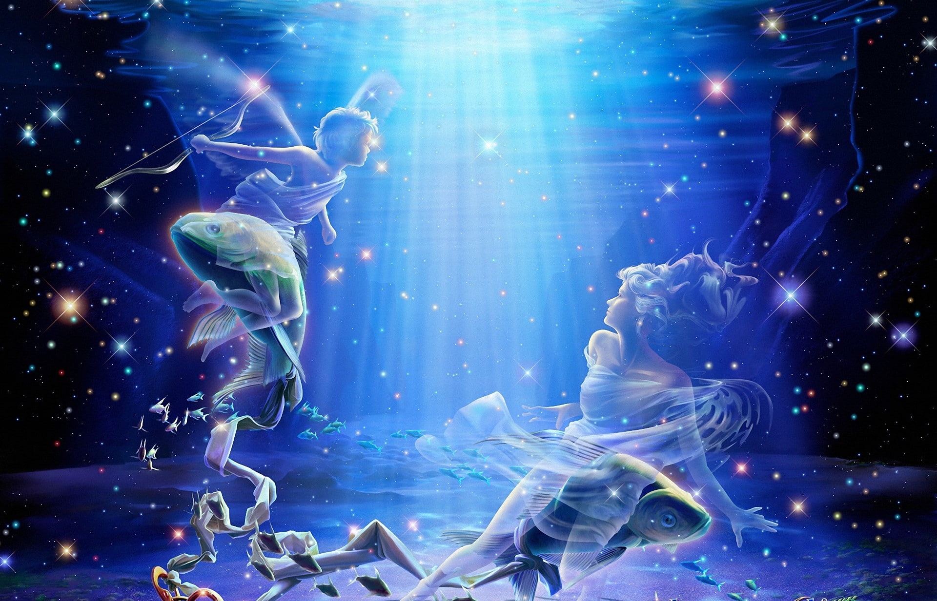 Pisces Horoscope 2023, illuminated, zodiac, luminosity, night