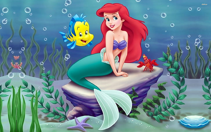 Princess Ariel as a Mermaid, little, underwater, family, ocean Free HD Wallpaper