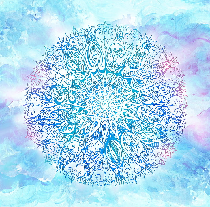 Psychedelic Mandala, cloud  sky, water, artistic, painting Free HD Wallpaper