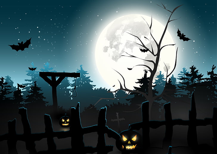 Scary Clown Vector, hangman, full moon, moon, animal themes Free HD Wallpaper