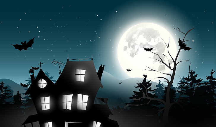 Sfondi Halloween, tomb, grave, animal themes, star  space Free HD Wallpaper