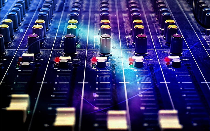 Soundboard Mixer, sound recording equipment, sound mixer, indoors, technology