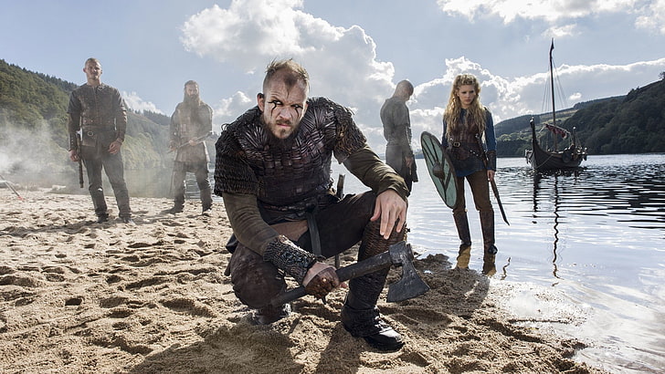 Vikings Cast, land, water, travis fimmel, couple  relationship Free HD Wallpaper
