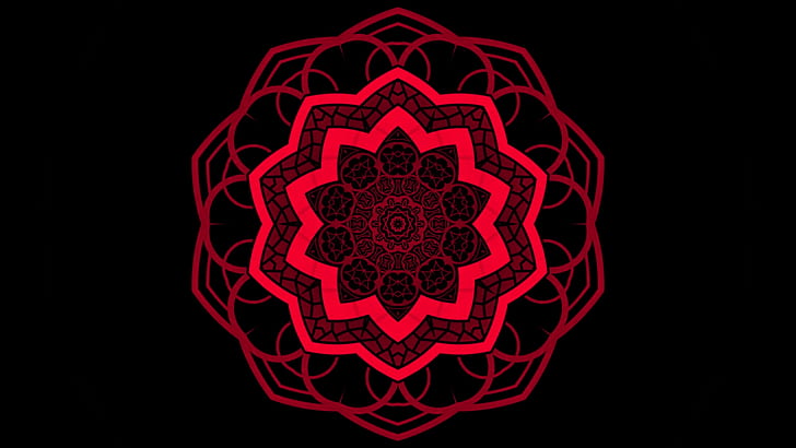 Yellow Mandala, red, abstract, pattern, mandala