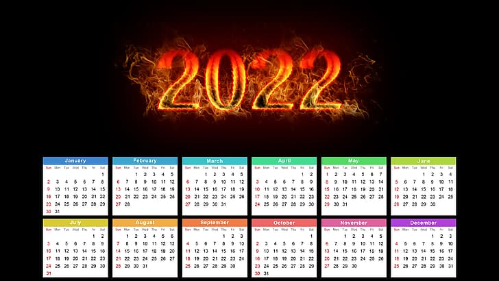 2022 year, happy new year, calendar Free HD Wallpaper