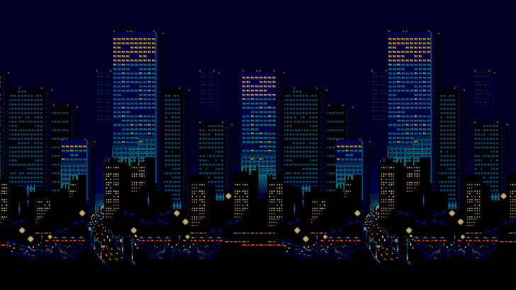 Anime 16-Bit Pixel Art, urban scene, architecture, landscape, office Free HD Wallpaper