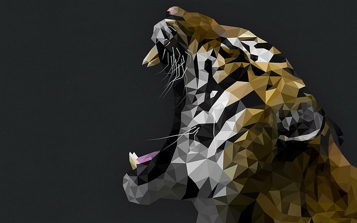 Awesome Tiger Roar, craft, representation, creativity, black color Free HD Wallpaper