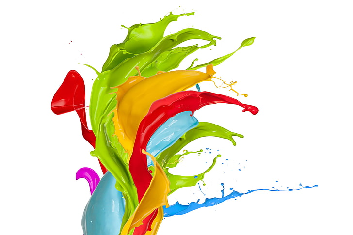 Blue Paint Splash, freshness, ink, color image, white Free HD Wallpaper