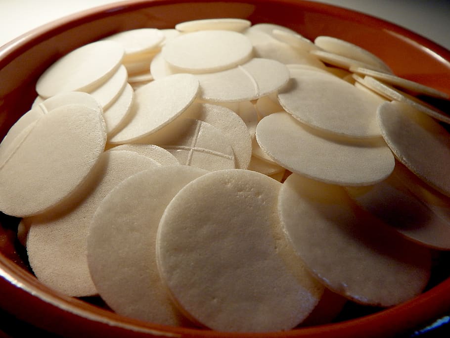 Bread Communion, high angle view, readytoeat, closeup, raw food