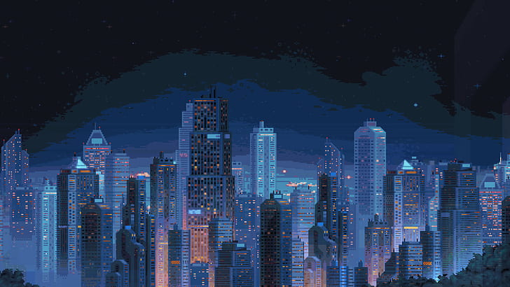 building, city, retro style, video games Free HD Wallpaper