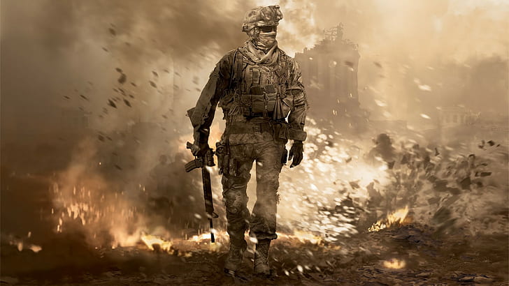 Call of Duty Modern Warfare 6, ops, people, work helmet, fire Free HD Wallpaper