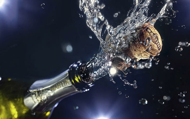 Champagne Bottle Pop, 3d and ab, champagne, new, bottle Free HD Wallpaper