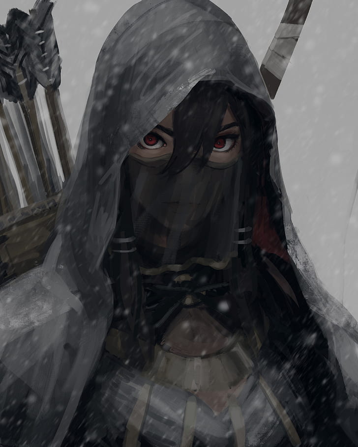 Character Concept Art Template, dark hair, hoods, original characters, zw gu Free HD Wallpaper