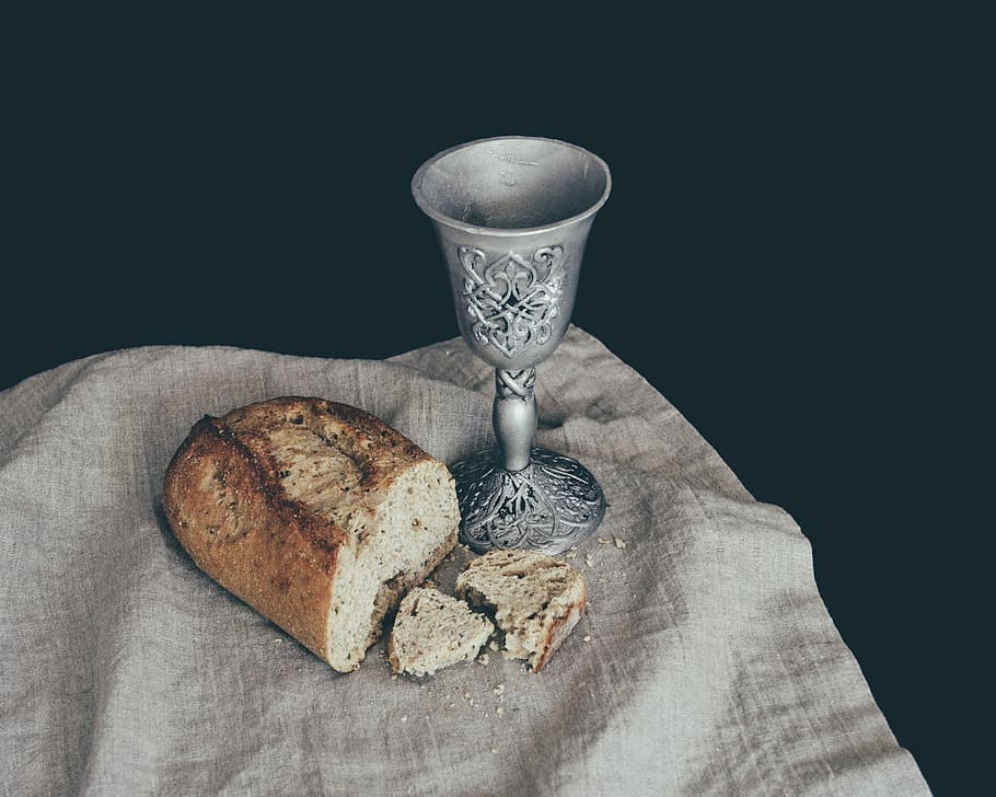 Church of Christ Lord's Supper, baked good, black background, table, household equipment Free HD Wallpaper