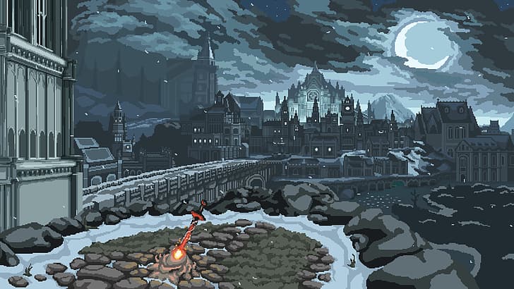 Dark Souls 1, pixel art, irithyll, dark souls, Irithyll Free HD Wallpaper