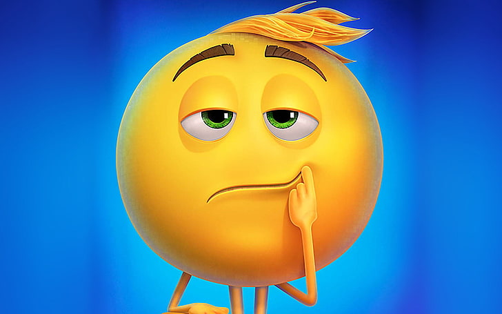 Emoji Movie DVD, offspring, human face, studio shot, colored background Free HD Wallpaper