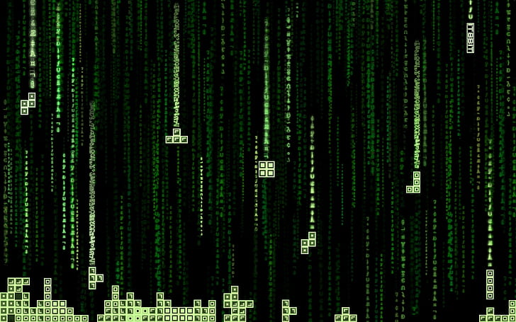 Green Binary Code, matrix, code, tetris Free HD Wallpaper