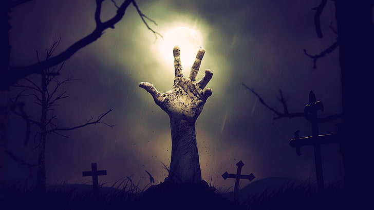 Halloween Zombie Hands, nature, plant, spirituality, religion Free HD Wallpaper