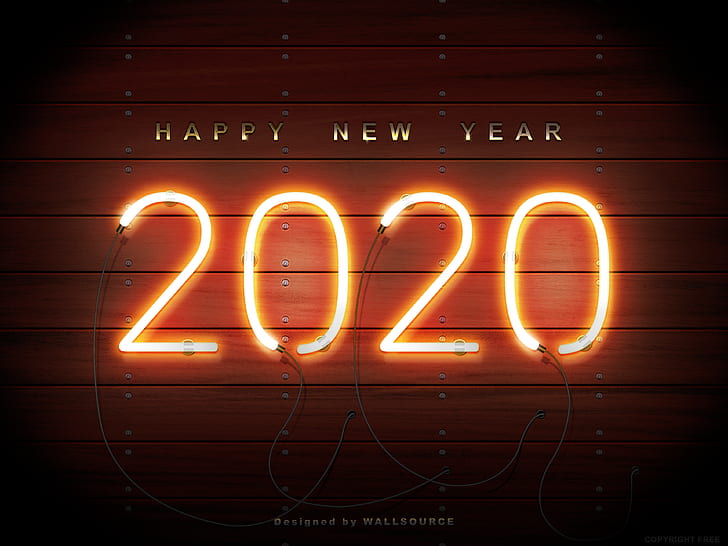 Happy New Year Graphic Design, wood, Year,, 2020, happy new year Free HD Wallpaper