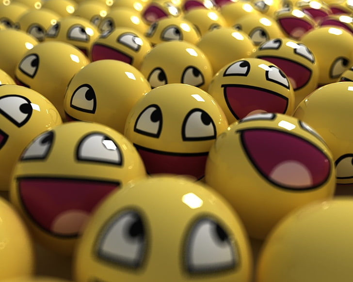 Happy Smiley Face Drawing, render, balls, selective focus, luck Free HD Wallpaper