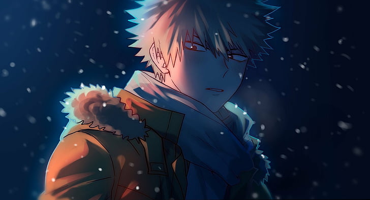 iPhone My Heroes Academia, snowing, men, night, celebration Free HD Wallpaper