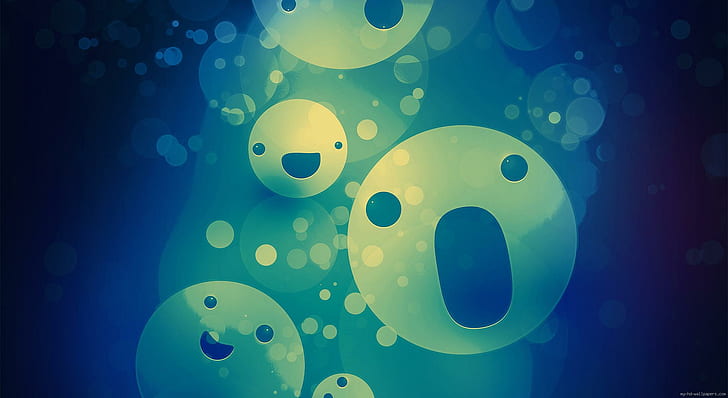 Kool-Aid Man Outline, bubbles, faces, diverse, blue Free HD Wallpaper